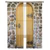 Stone Wall Wooden Door Chiffon Sheer Curtains for Living Room Bedroom Home Decoration Window Voile Tulle Curtain Drapes
