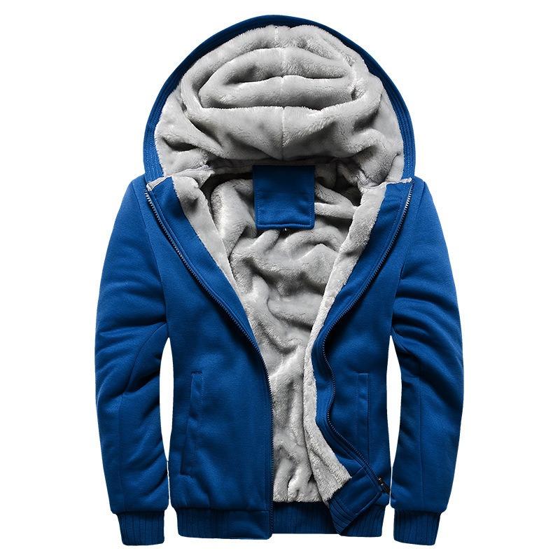 Men S Korean Style Fleece Lined Zip Up Hooded Sweatshirt For Casual Wear