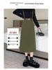 Women's High-Waist Corduroy Skirt: Retro Mid-Length with Spring/Autumn Slit & Hong Kong Style Drape.