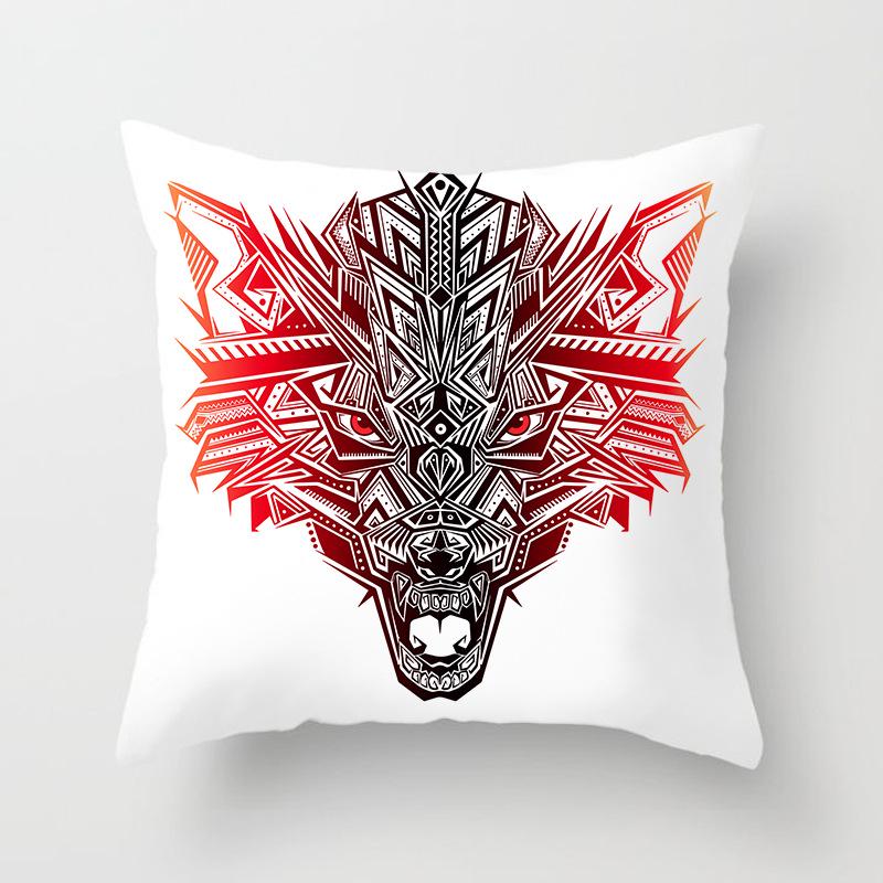 Cartoon Animal Print Car Cushion Cover Dog Head Sofa Pillow Cover Home