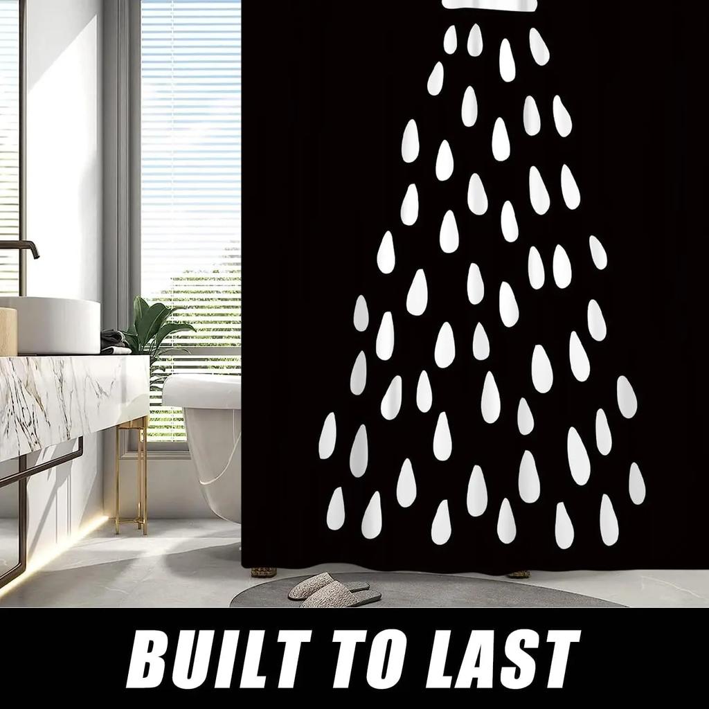 Black And White Shower Curtain Fun Shower Head And Water Drops Shower Curtains For Bathroom Machine Washable Waterproof