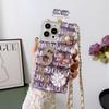 Crossbody Rhinestone Parfémy Tvar Pouzdro pro Samsung S23 S22 S21 S20 Ultra S10 Plus Pearl Flowers Kryt pro iphone 15 14 13 12 11 X XR XS Max