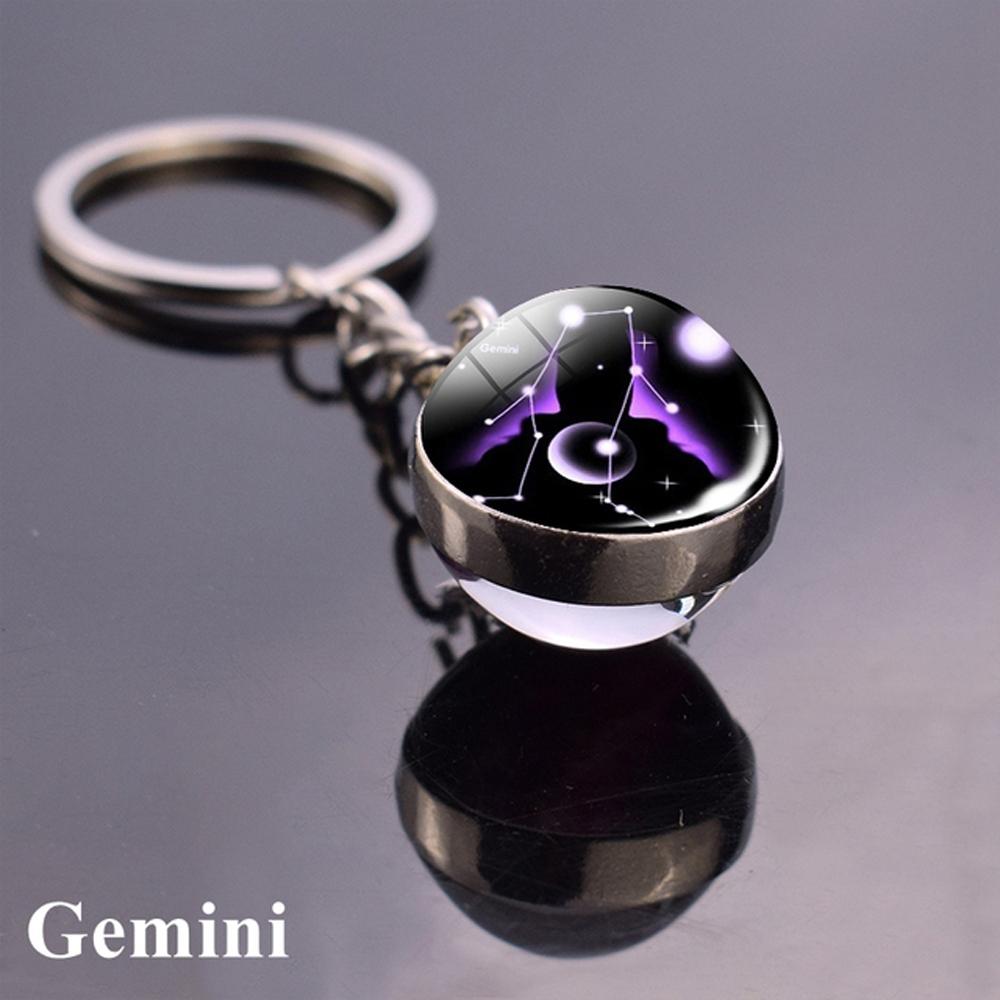 Holder Libra Scorpio Jewelry Leo Glass Ball 12 Constellation Zodiac Keychain Keychain Key Rings
