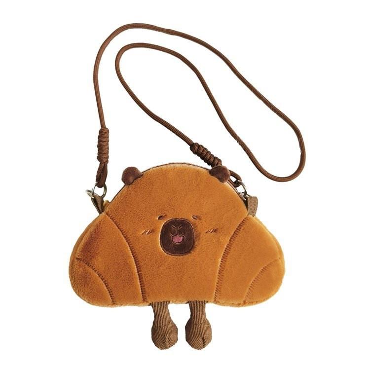 Croissant Capybara Bread Cute Animal Plush Messenger Bag For Women Men And