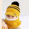 Kids' Winter Wool Hat with Velvet Lining & Duckbill Cap: Face Protection and Scarf Combo
