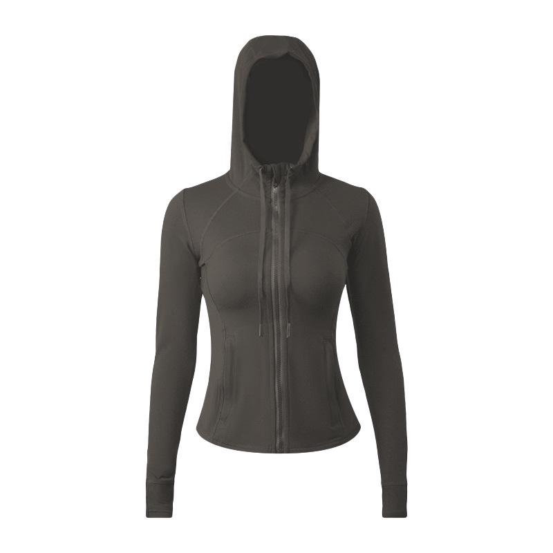 Damen Yoga Sportjacke mit Kapuze - Doppelseitig gebürstet, Hohe Elastizität, Slim Fit, Nude Feeling.