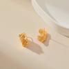 Vintage French Niche Design 18k Gold Plated Irregular Butterfly Stud Earrings For Women