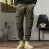 New Autumn Style Men's Casual Simple Work Pants Multi-pocket Men's Straight-leg Medium-high Waist Tying Trousers