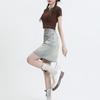 High-Waisted Women's Denim Mini Skirt - Trendy, Slimming A-Line for Summer.