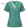 Contrasting Color Decoration Nurse Uniform Scrubs Tops Women V-neck Short Sleeve Pockets Design Overalls Uniforms Patchwork Nursing Working