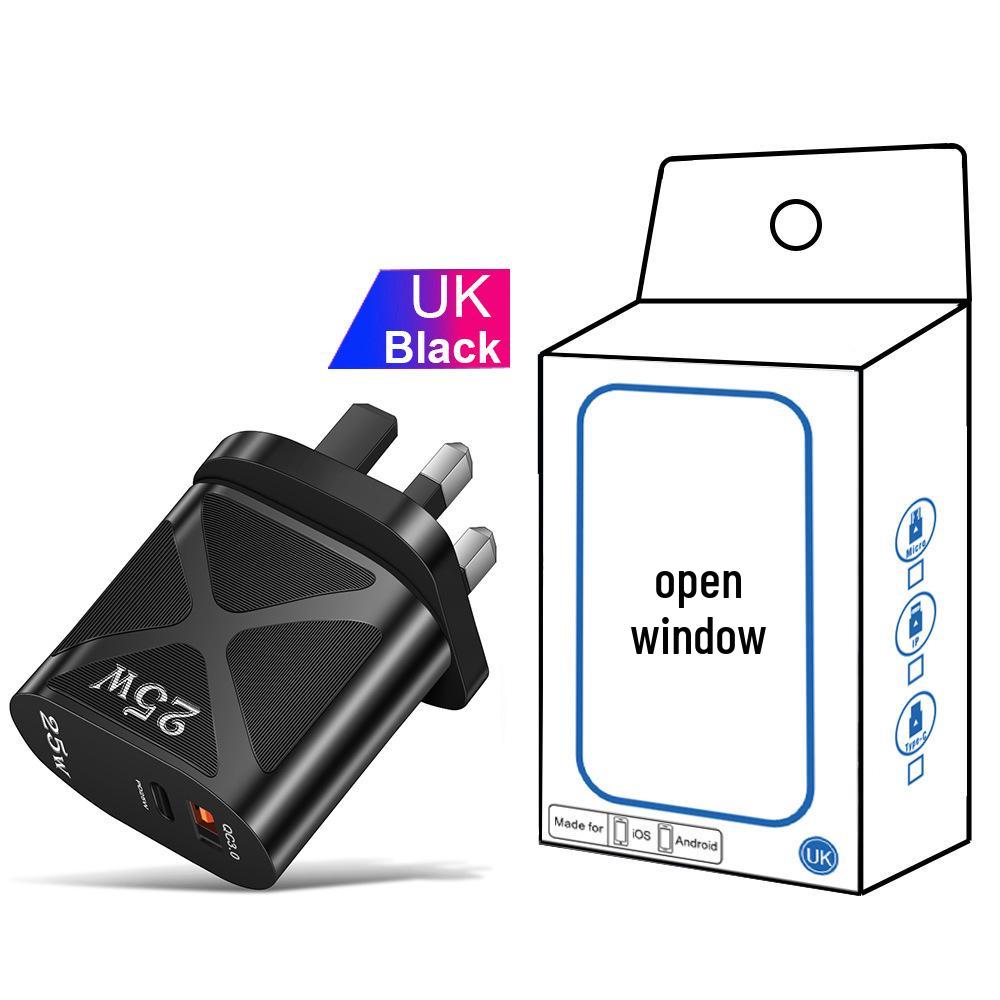 5V/9V/12V USB Travel Charger with US/EU/UK Specs, PD25W & QC3.0 Fast Charging
