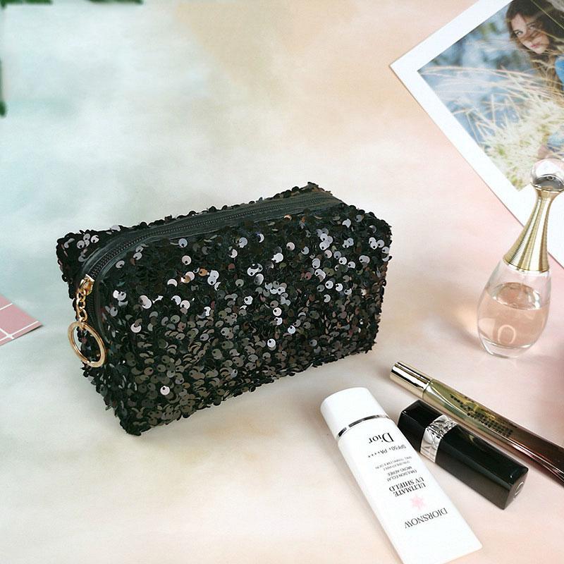 Fashionable Girl Sequin Makeup Bag Travel Storage Bag Exquisite Glitter Cosmetic Storage Case Zipper Pouch Female Purse