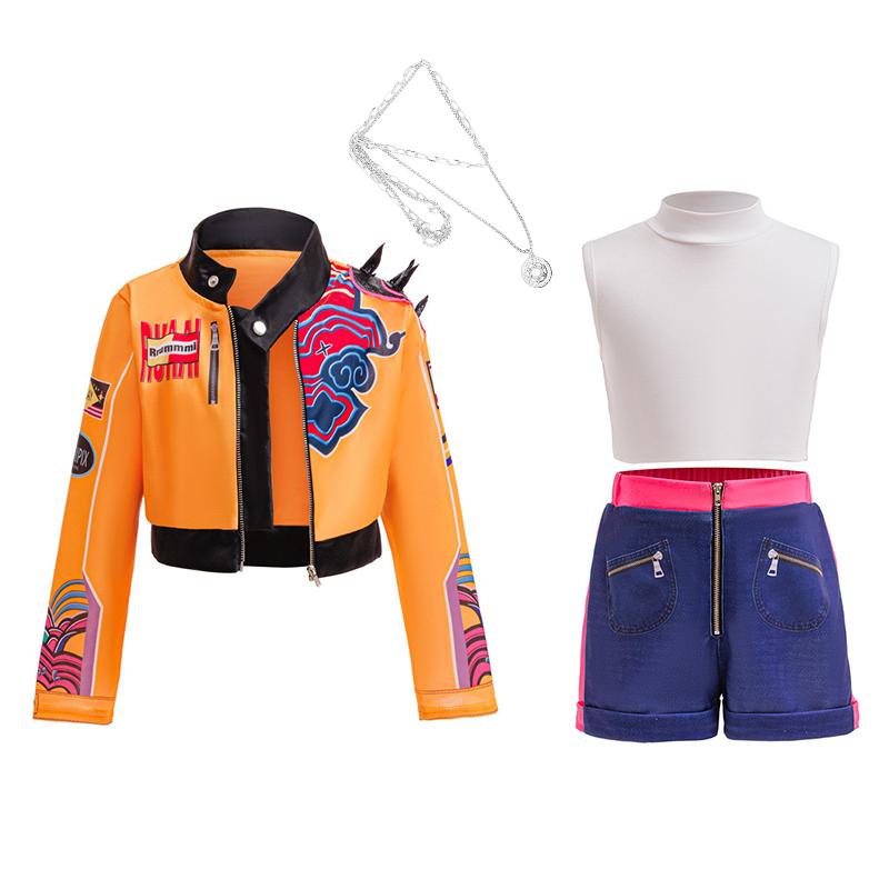 Costume de Cosplay Chasseur Chanteur Kpop pour Filles, Costume pour Fête d'Anniversaire Spectacle sur Scène, Costume d'Halloween 4 pièces pour Enfants