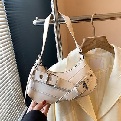 Y2K Cool Hot Girls Shoulder Tote Bags Vintage Pu Leather Ladies Underarm Bag Thread Design Female Small Purse Handbags