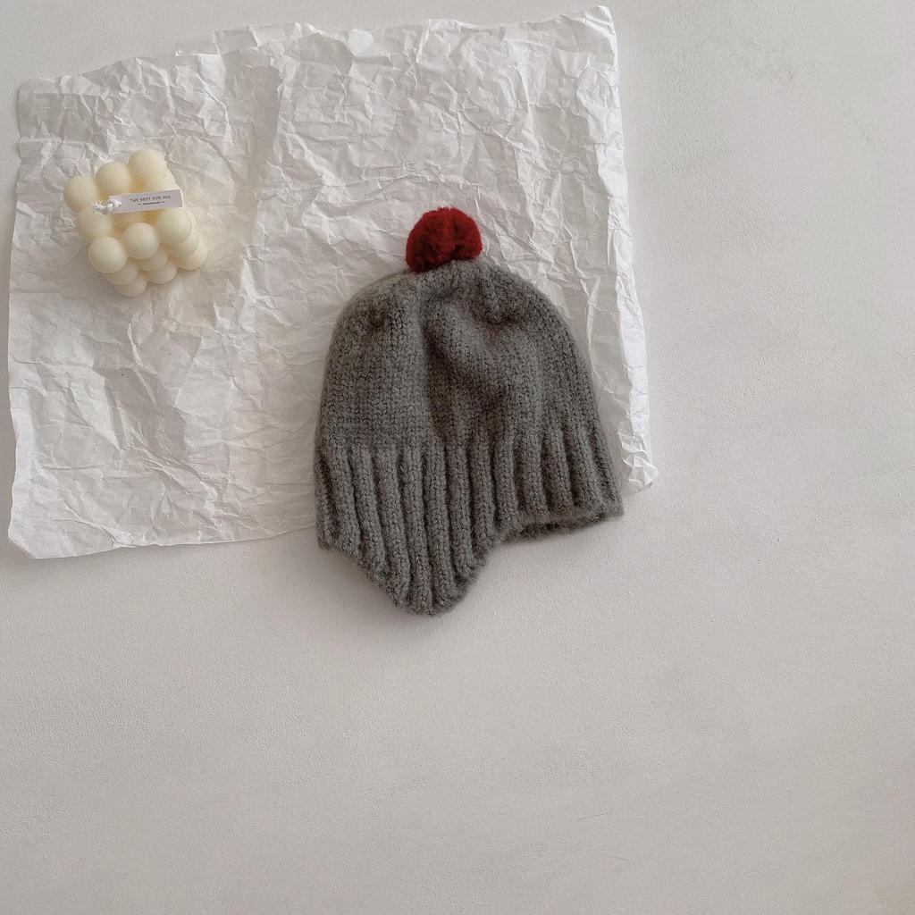 Autumn/Winter 2022 Korean Cute Pom-Pom Wool Baby Earmuff Hat