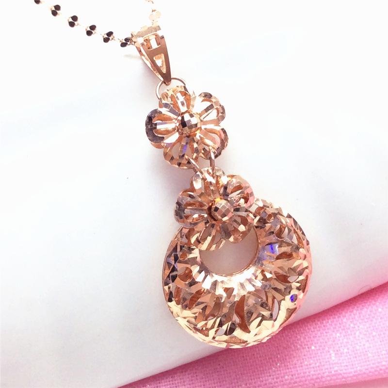 Exquisite Russian Purple Gold Flower Pendant, Rose Gold Plated, Shiny Hollowed Out, Exquisite Personality, High-End Colored Gold Necklace (single pendant)