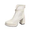 2025 Mesh Women's Boots Breathable Square Toe Back Zip Chunky Heels Ankle Sandals Boots Elegant Buckle Modern Boots