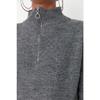 Anthrazitfarbener Strickpullover mit weicher Textur und Reißverschluss Twoaw20xs0009