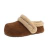 Cowhide version velvet warm cotton shoes, winter thick-soled non-slip lamb wool shoes, and cotton slippers with bags on the outside.