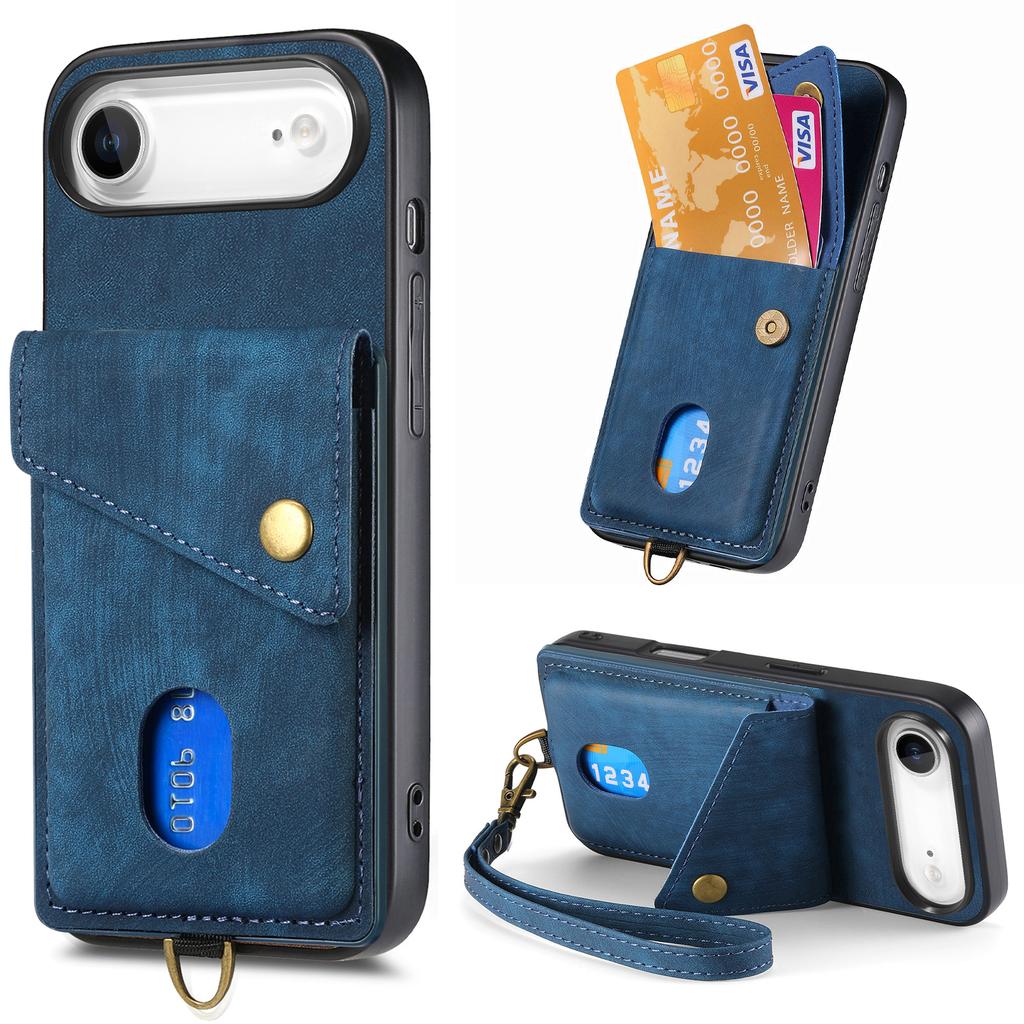 For iPhone Air Case with Card Holder Kickstand Leather Phone Back Cover