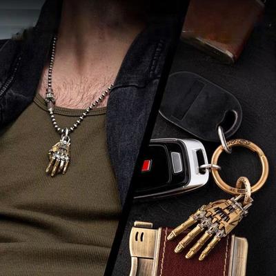 Módní mechanický bionický přívěsek ruky s řetízkem pro muže ženy kreativní pohyblivé prstní klouby robotická ruka náhrdelník šperky