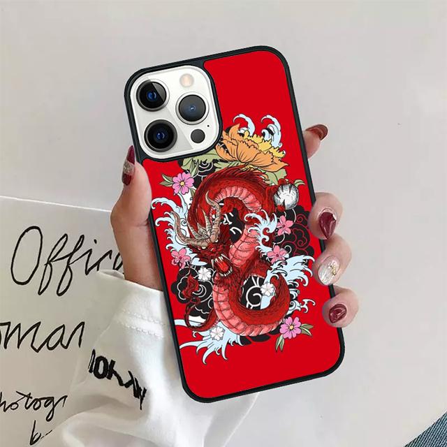 Japanese Dragon Style Phone Case For iPhone 11 12 13 14 Pro Max Mini Cover For iPhone X XS Max XR 5 6 7 8 Plus Coque