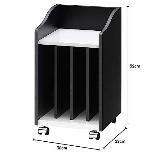 Asahi Wood Processing PIANO WAGON Sheet Music Storage, 30cm Wide X 29cm Deep X 52cm High, Black X White, Fully Assembled, AS-PW30