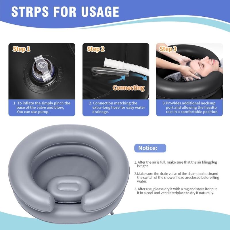 Inflatable Hair Washing Bowl For Bedridden People Portable Shampoo Tub With Wide Opening