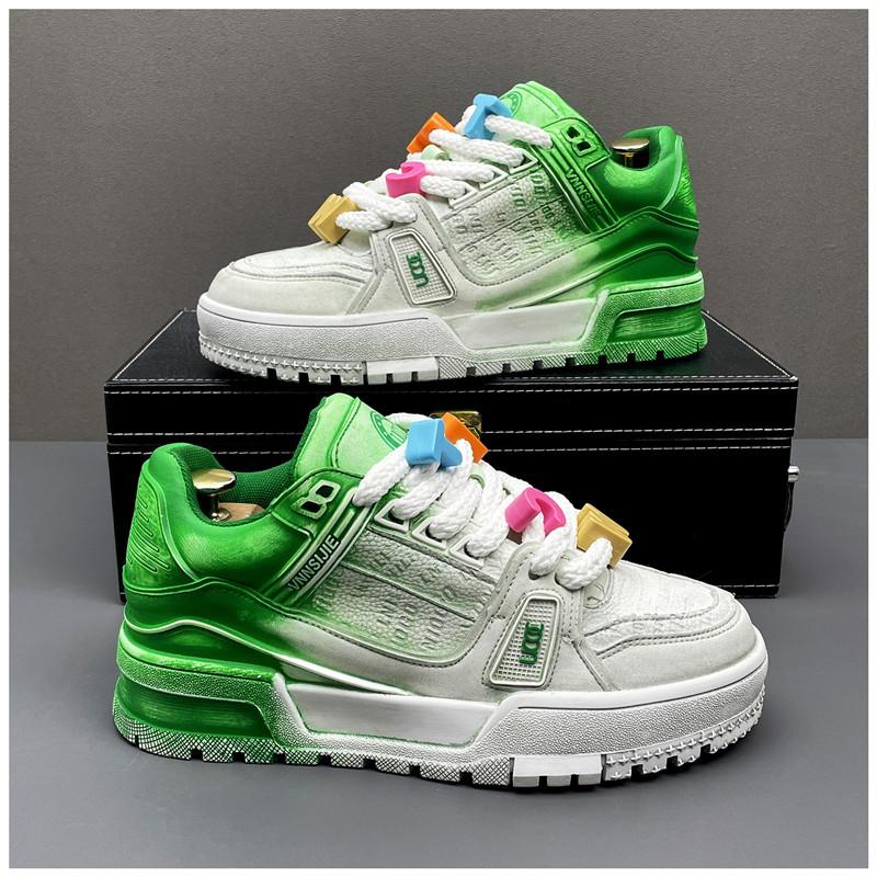 Fashion New Fashion Designer Men's Lace Up Two Tone Mixed Patchwork Causal Shoes Flats Male Walking Sneakers Zapatos Hombre