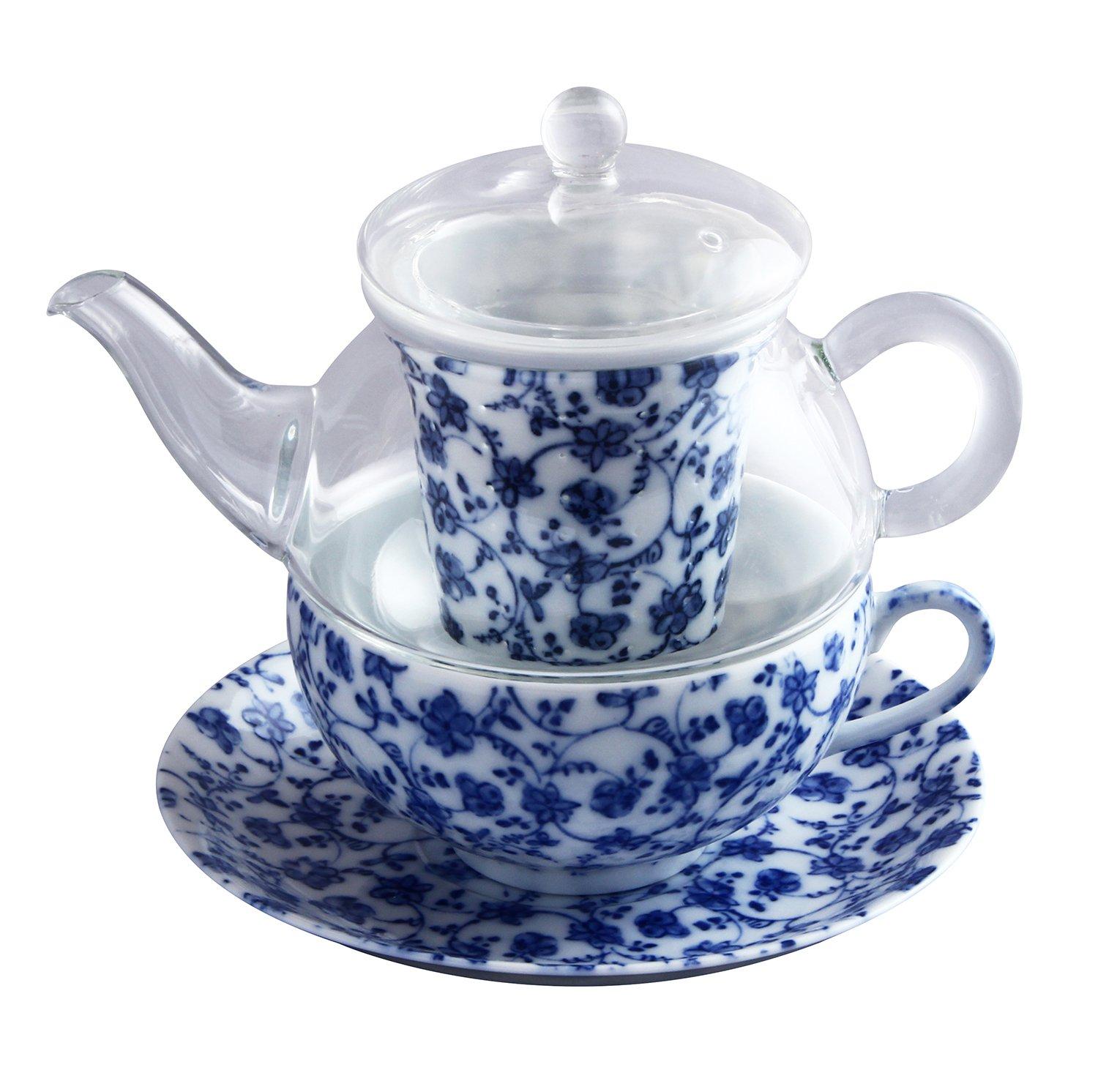 

Toyo Ceramics Арита Фарфор Целадоновая Глазурь Чайный Набор на Одного Цветочный Арабеск TFO-003