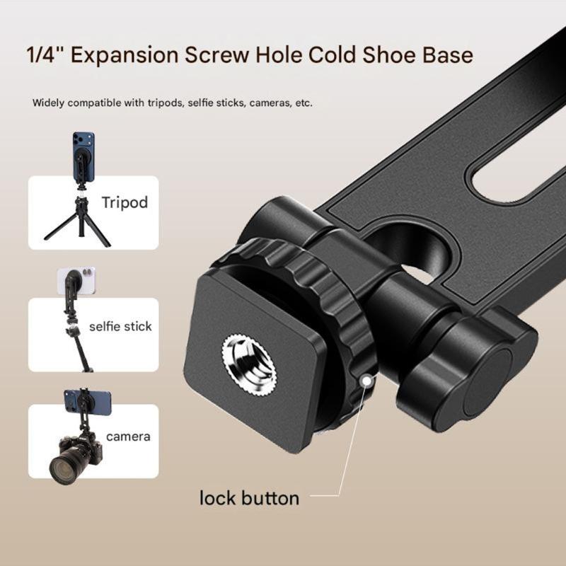 Portable Magnetic Cold Shoe Phone Mount Rack Stand For Phones Featuring Adjustable Arm For Video Shoot Live Broadcasting