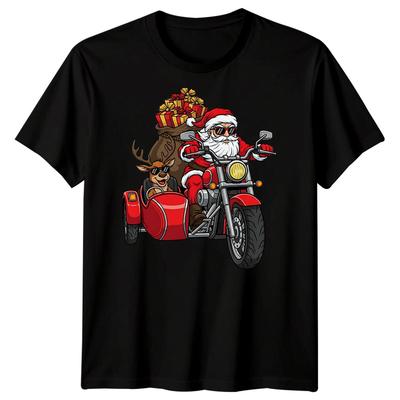 Santa Claus Reindeer Motorcycle Christmas Holiday Unisexs TShirt Gift