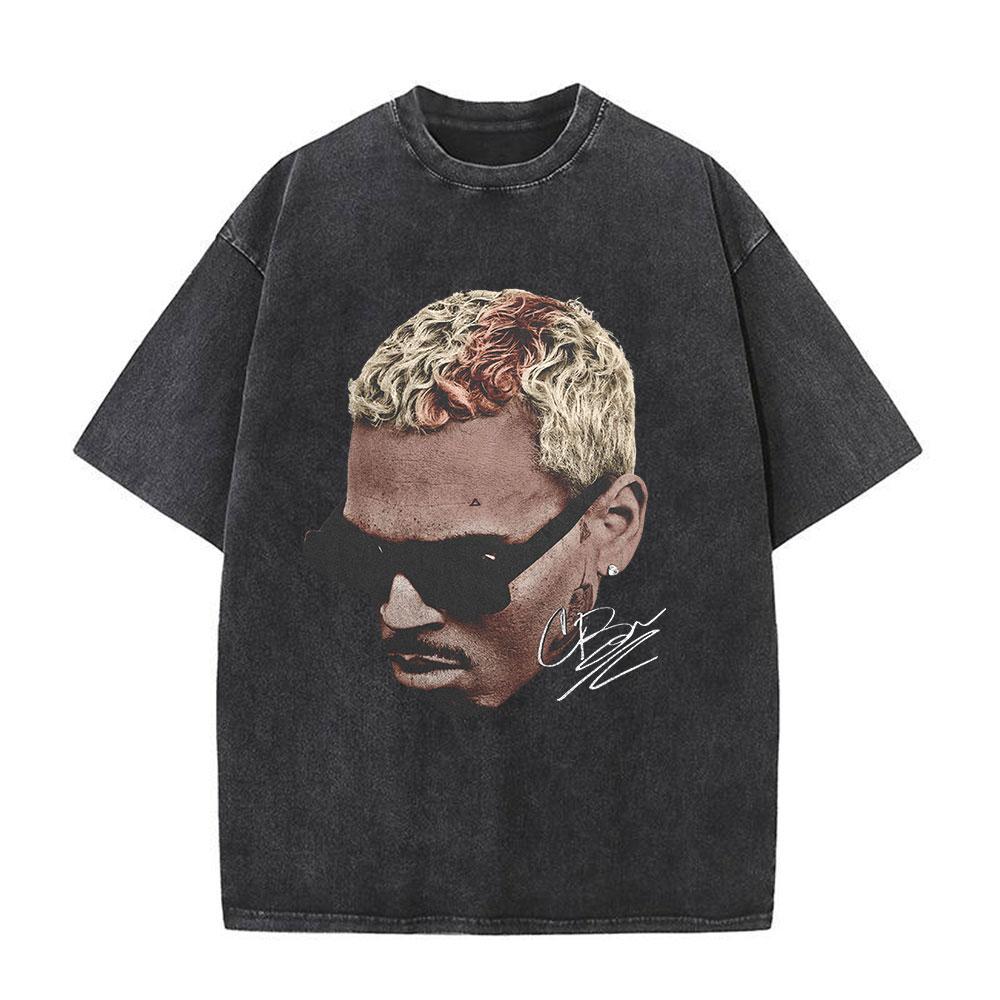 Rapper Chris Brown Breezy Bowl XX Tour 11:11 Vintage Washed T-Shirt Herren Damen Mode Hip Hop T-Shirts Baumwolle Oversized T-Shirts