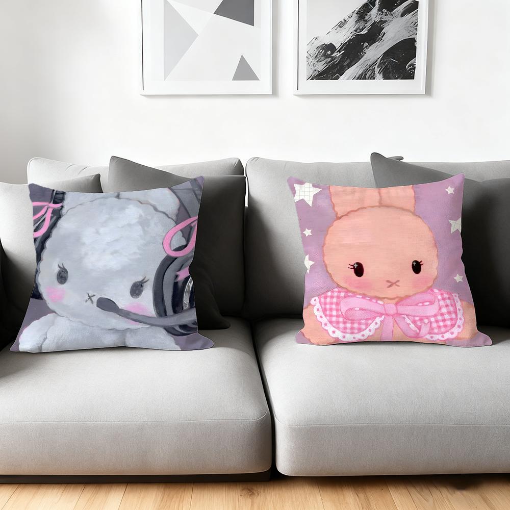 Cute Oil-Painted Small Animals Cushion Cover Silky Short Plush Home Sofa Cushion Cover - Invisible Zipper Home Decoration