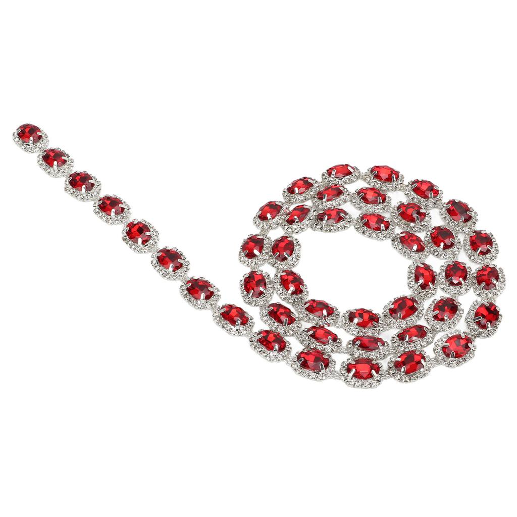 Rhinestone Trim 1 Yard Red Handcrafted Shiny Beautiful DIY Rhinestone Strip for Clothing Necklaces