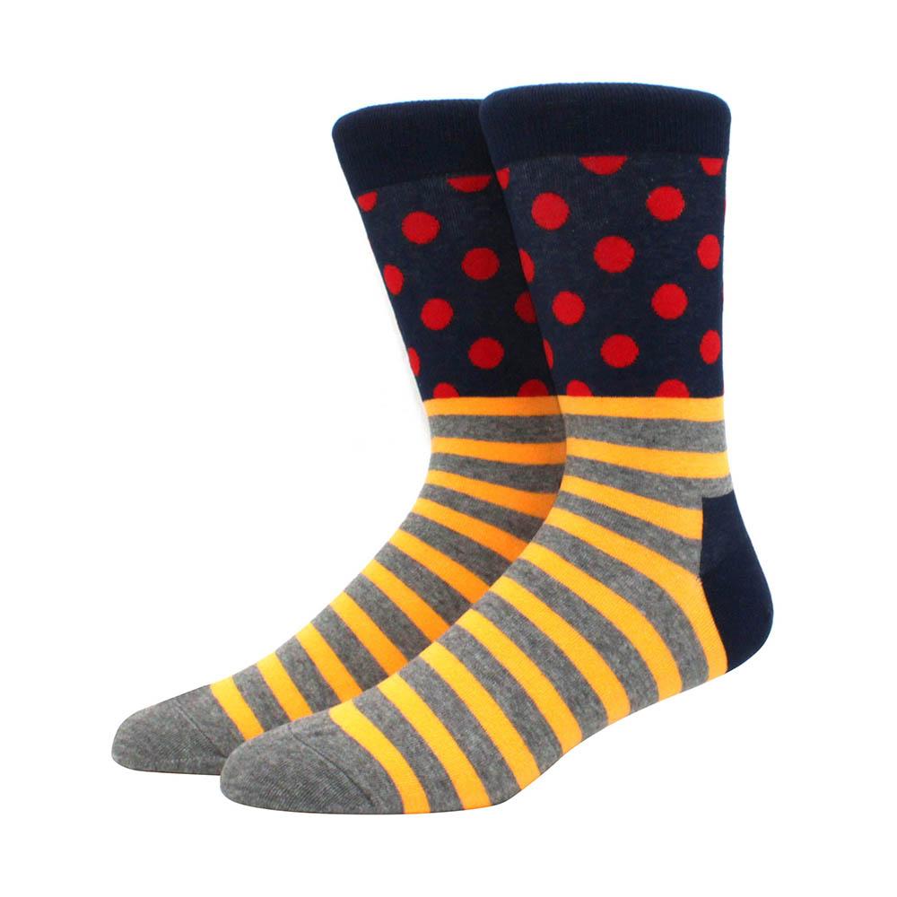 High quality geometric pattern men's socks irregular polka dot casual calf socks