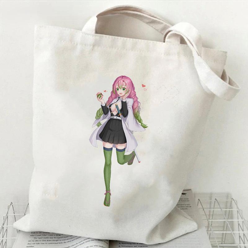 Japan Kanroji Mitsuri Demon Slayer Cartoon Printed Canvas Bag, Student Shoulder Bag/tote Bag for Class 7548