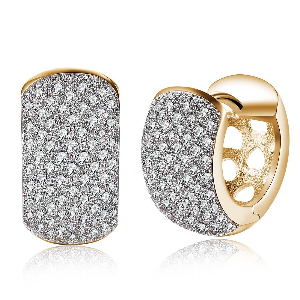 925 Sterling Silver 18K Gold Round Hollow Zircon Earrings for Women Charm Jewelry