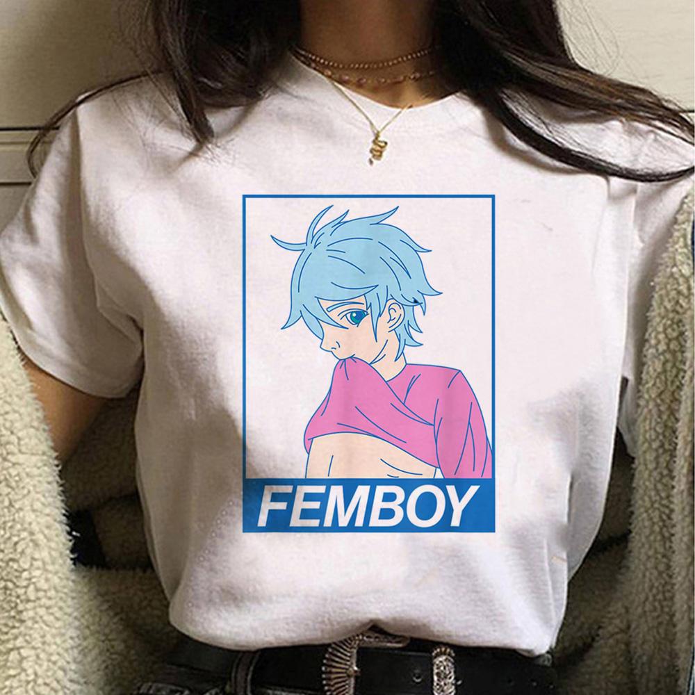 Femboy top women manga Tee girl comic clothes
