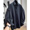 2026 Korean-Style Chic Striped Plus Size Loose Long Sleeve Women's Shirt