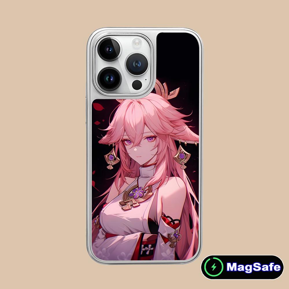 Game GI Miko Silver Plating Magsafe Mobile Phone Case for iPhone 17 16 15 14 13 12 11 Air Pro Max Plus Colorful Cover