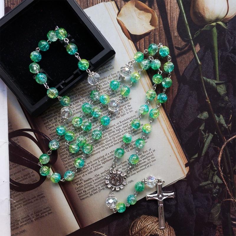 Catholic Necklace Mary Blessing Rosary Prayer Religious Necklace Rosary Beads