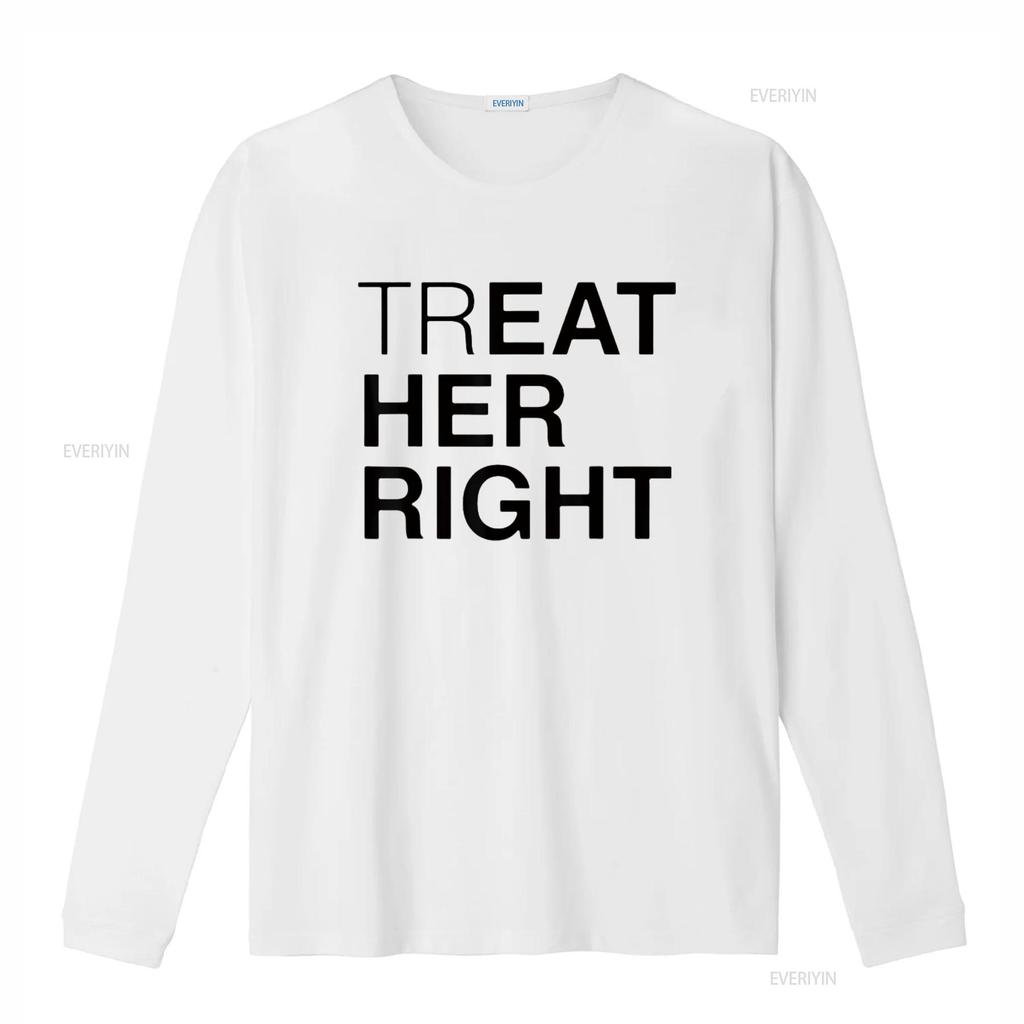 Mens Treat Her Right T Shirt White 2XL vintage Washed Stretched Slightly designer clothes streetwear Unisex fashion Breathable