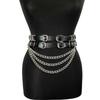 Women'S Fashion  Black Double Belt Chain Belt Leather Strap Daily Wear Accessories Waist Accessories Valentine'S Day Gift