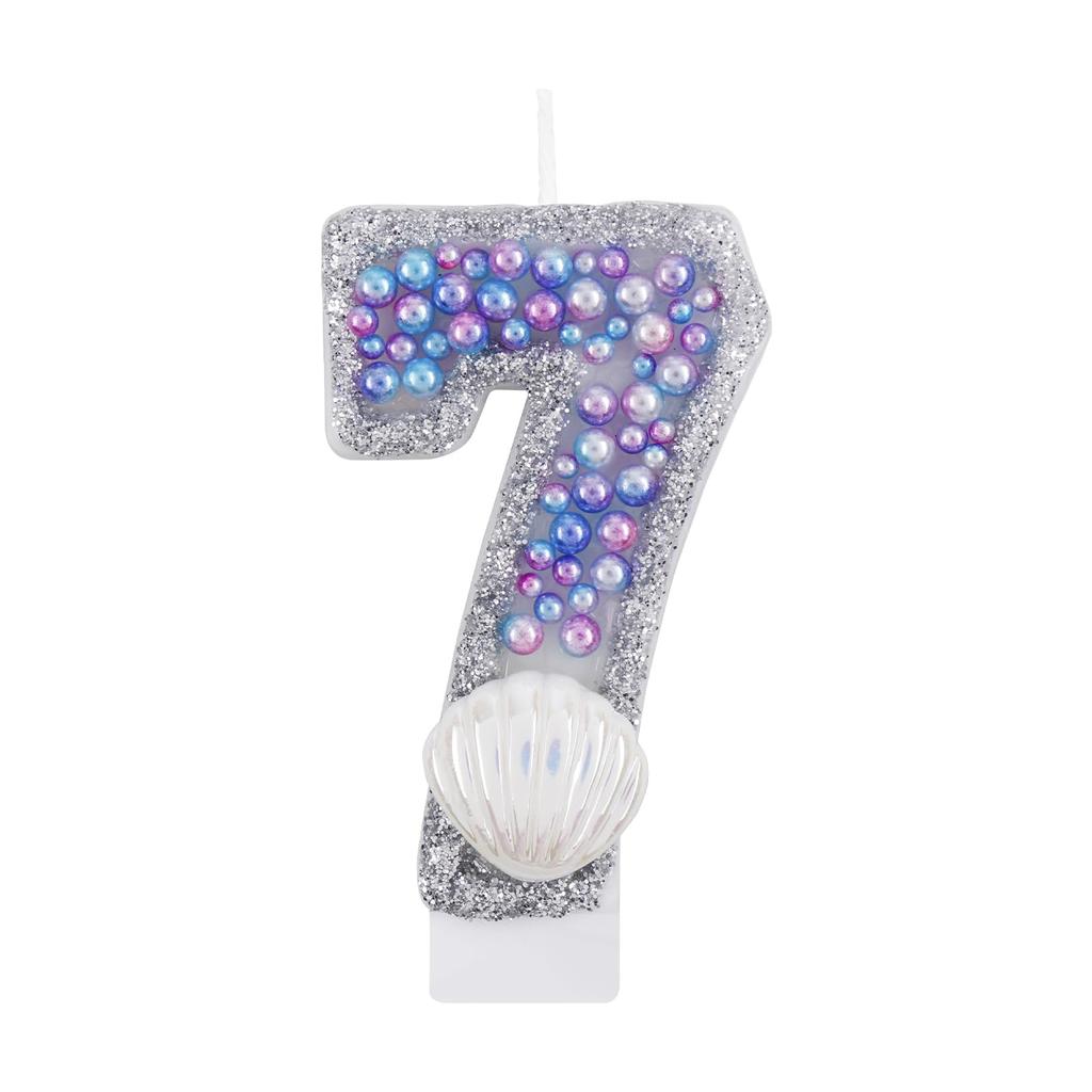 Birthday Candles, Pink Shell Sequins Blue Purple Pearl Boy Girl Birthday Cake for Mermaid Birthday Theme Birthday Decorations
