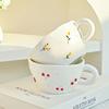 Hand Painted Cherry Ceramic Mug Underglaze Color High Value Tableware for Home Coffee Shop Afternoon Tea