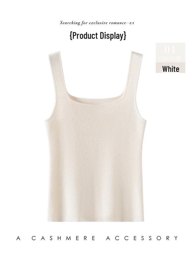 Women's French Retro Wool Knit Square Neck Sleeveless Vest Camisole