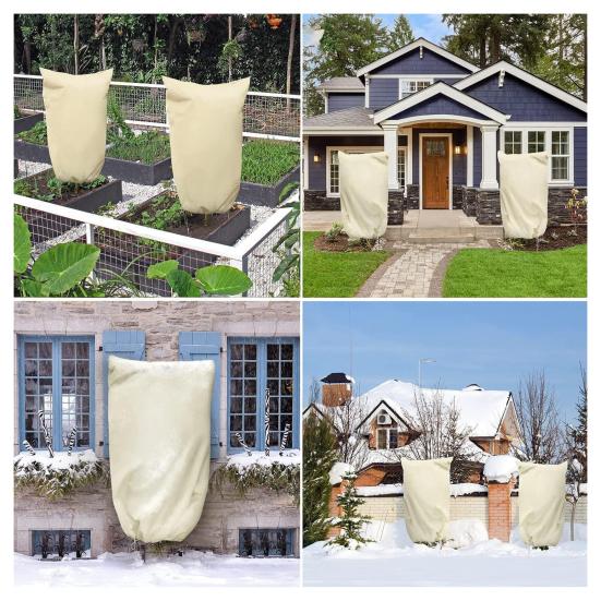 Plant Cold Proof Cover Freeze Protection Cover with Zipper Drawstring Breathable Frost Blanket for Outdoor Winter Shrubs Trees Potted Plants