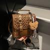 Leopard print retro backpack women's new fashion casual class bag ins lightweight travel small backpack