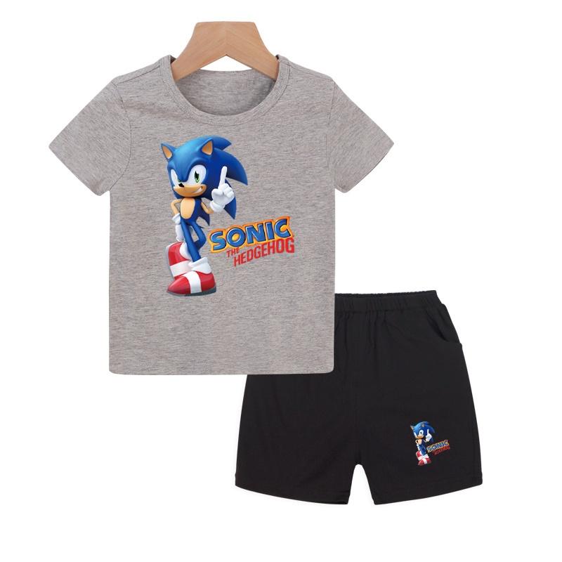 New Boys' Clothing Set, Children's Cartoon T-shirt, Short Sleeved T-shirt and Pants